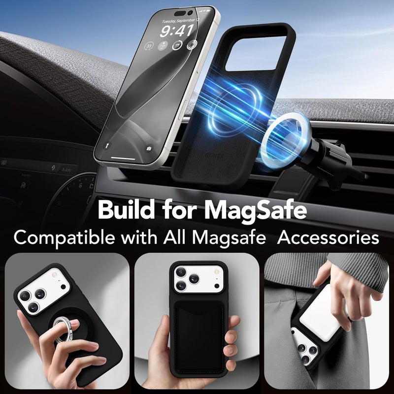 GONEZ Magnetic for iPhone 17 Pro Max Case, Compatible with MagSafe, [Screen Protector + Camera Lens Protector], Liquid Silicone Anti-Scratch Shockproof Protective Phone Case 6.9 inch, Black - Image 4